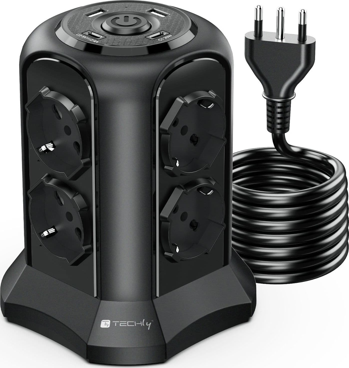 Multipresa da Tavolo a Torretta Salvaspazio 8 Posti Italiana Bipasso / Schuko 2 USB-A e 2 USB-C&trade - 9