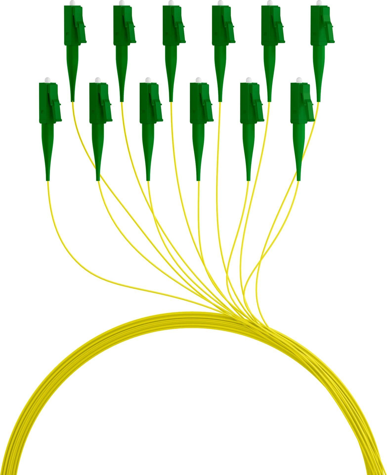 Set 12 Pigtail Fibra Ottica Monomodale OS2 LC/APC G652D 2m Giallo - 5