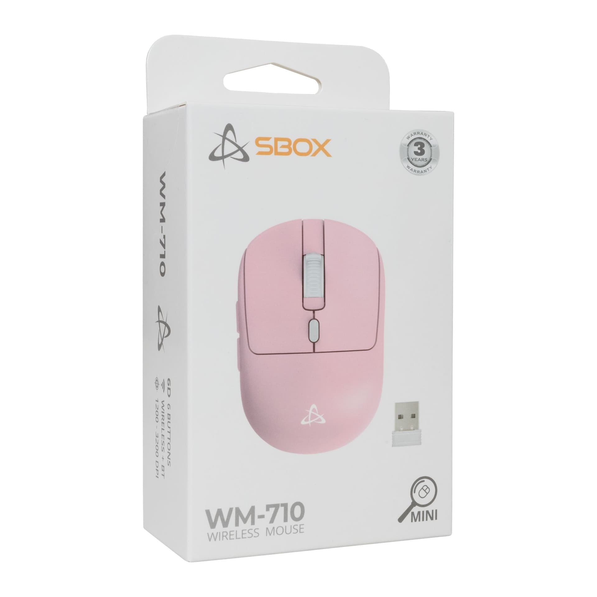 Mini Mouse Ottico Wireless 6D 3200 Dpi Rosa, WM-710 - 2