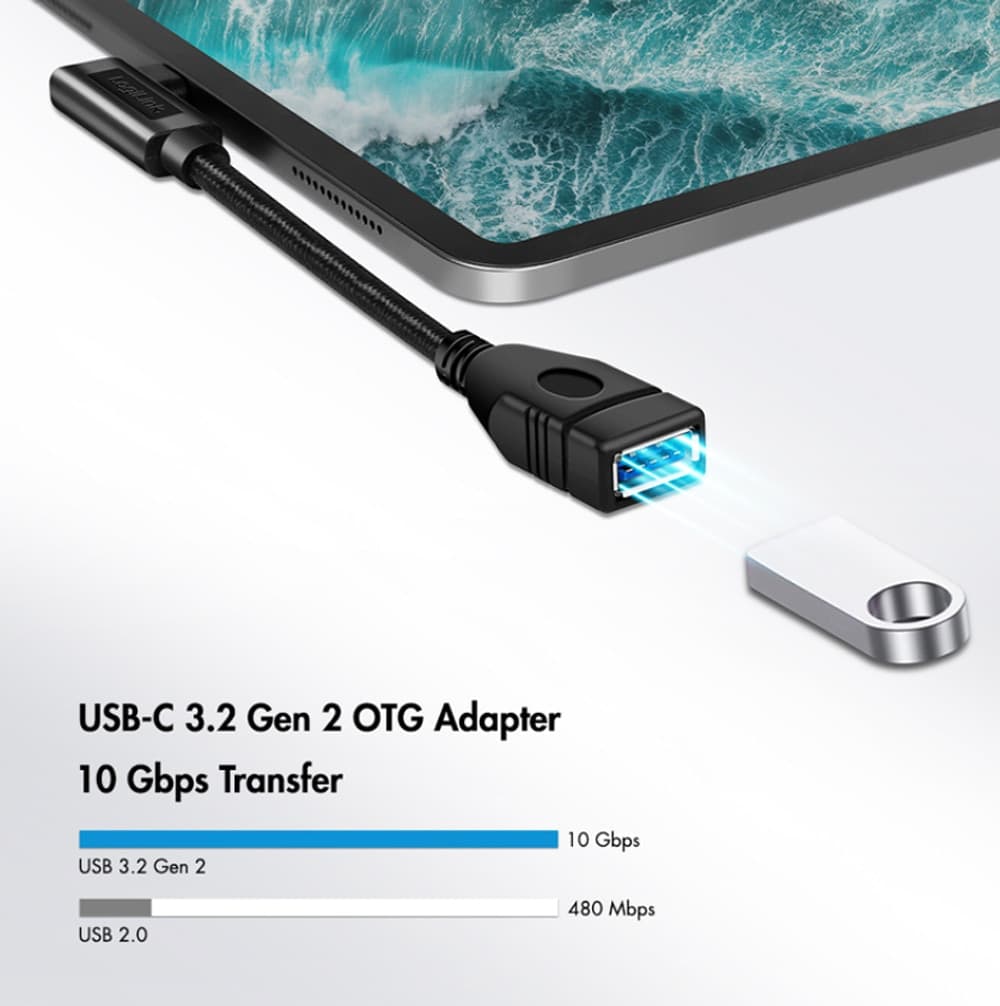 Cavo USB 3.2 Gen2 OTG USB-C&trade Maschio Angolato a USB-A Femmina 0,2 m - 9