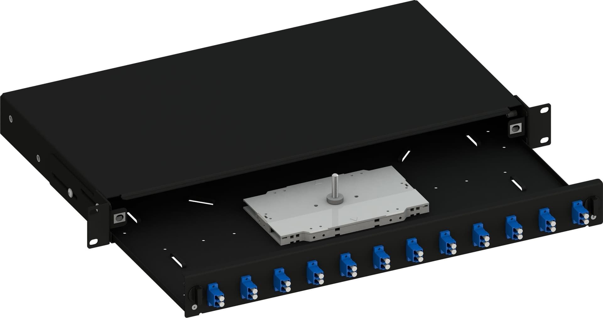 Cassetto Ottico 19'' con 12 Bussole LC Duplex Monomodale OS2 Nero - 2
