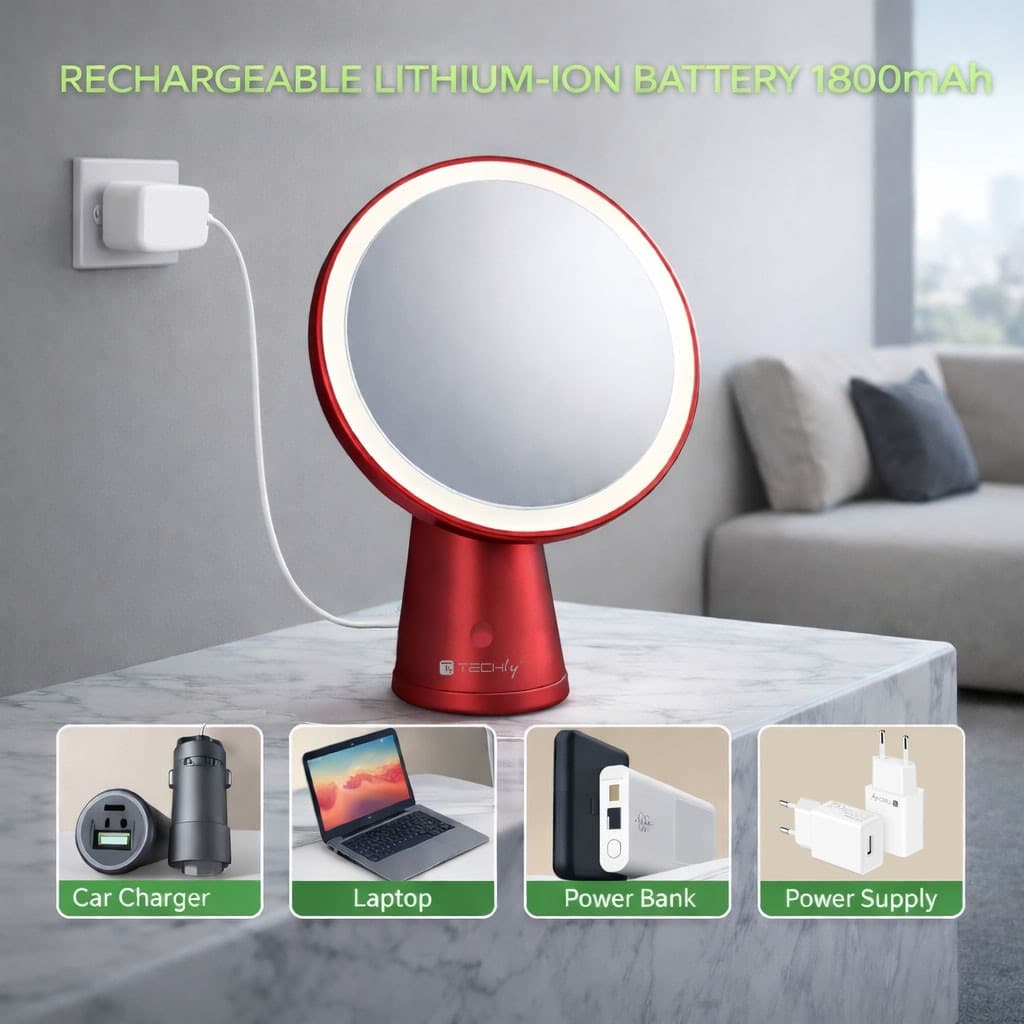 Specchio Retroilluminato 60 LED Dimmerabile Batteria Ricaricabile Alimentazione USB-C&trade - 8