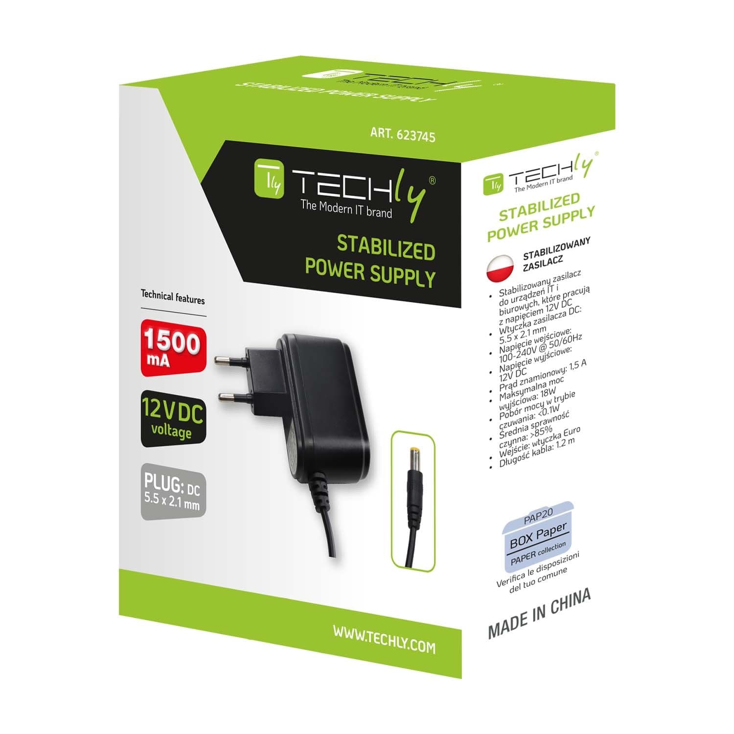 Alimentatore Universale 12V 1500mA Plug 5.5 x 2.1mm Nero - 2