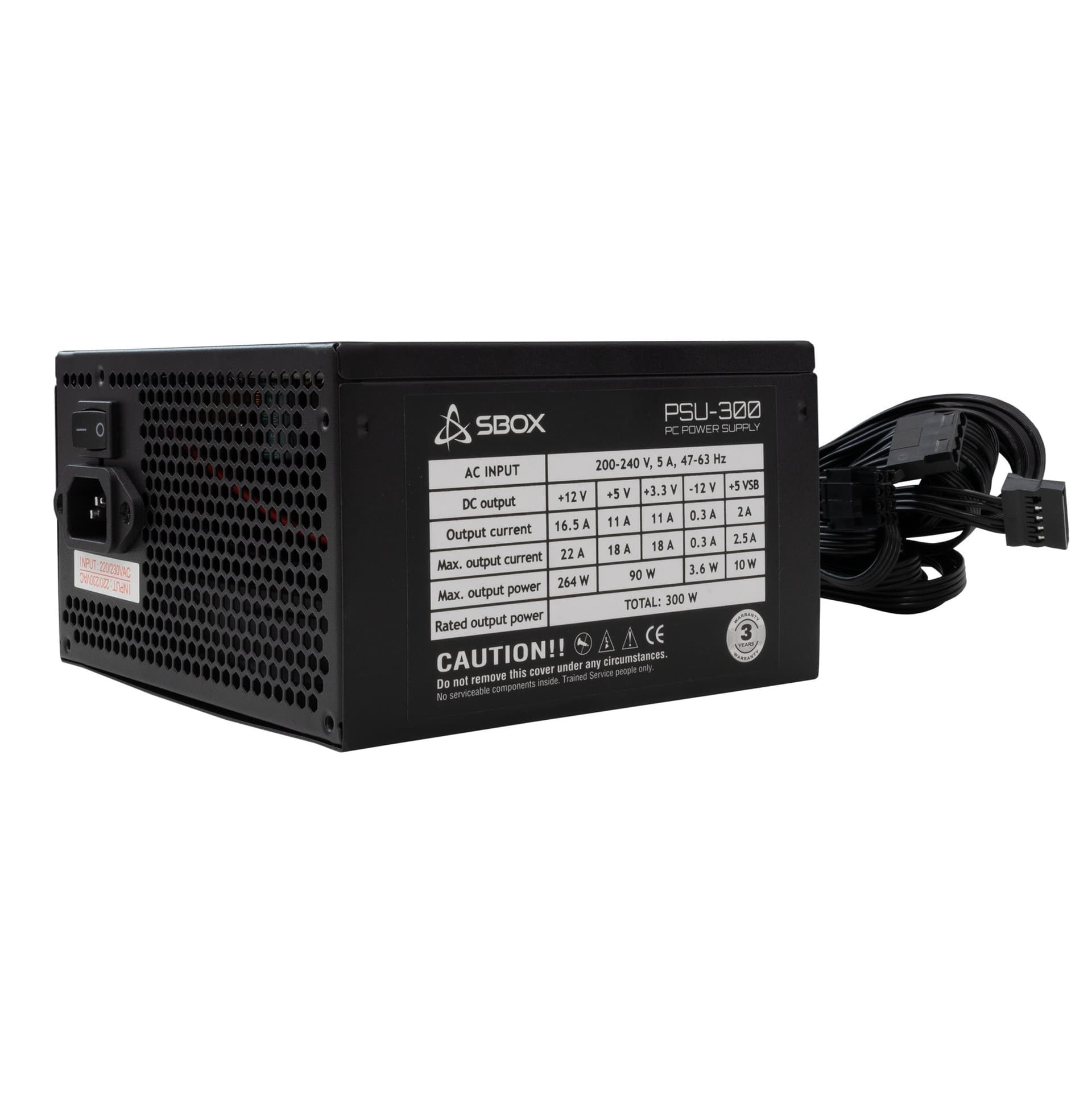 Alimentatore per PC 300W ATX Ventola 12cm, PSU-300/R - 7