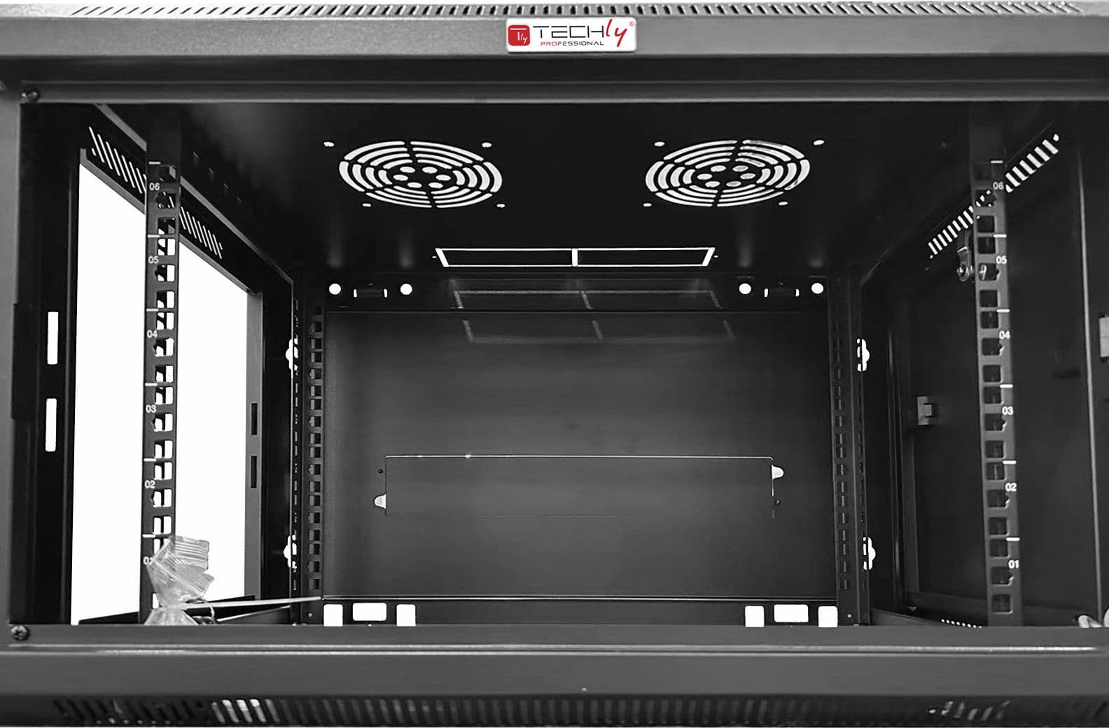 Armadio Rack 19'' a muro 15 unit&agrave sezione unica prof. 450 mm Nero - 10