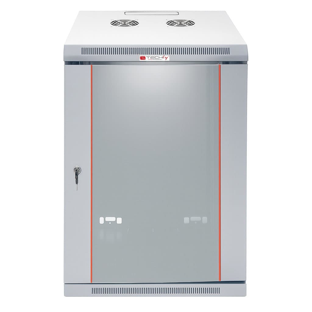 Armadio Rack 19'' a muro 15 unit&agrave sezione unica prof. 450mm Grigio - 6