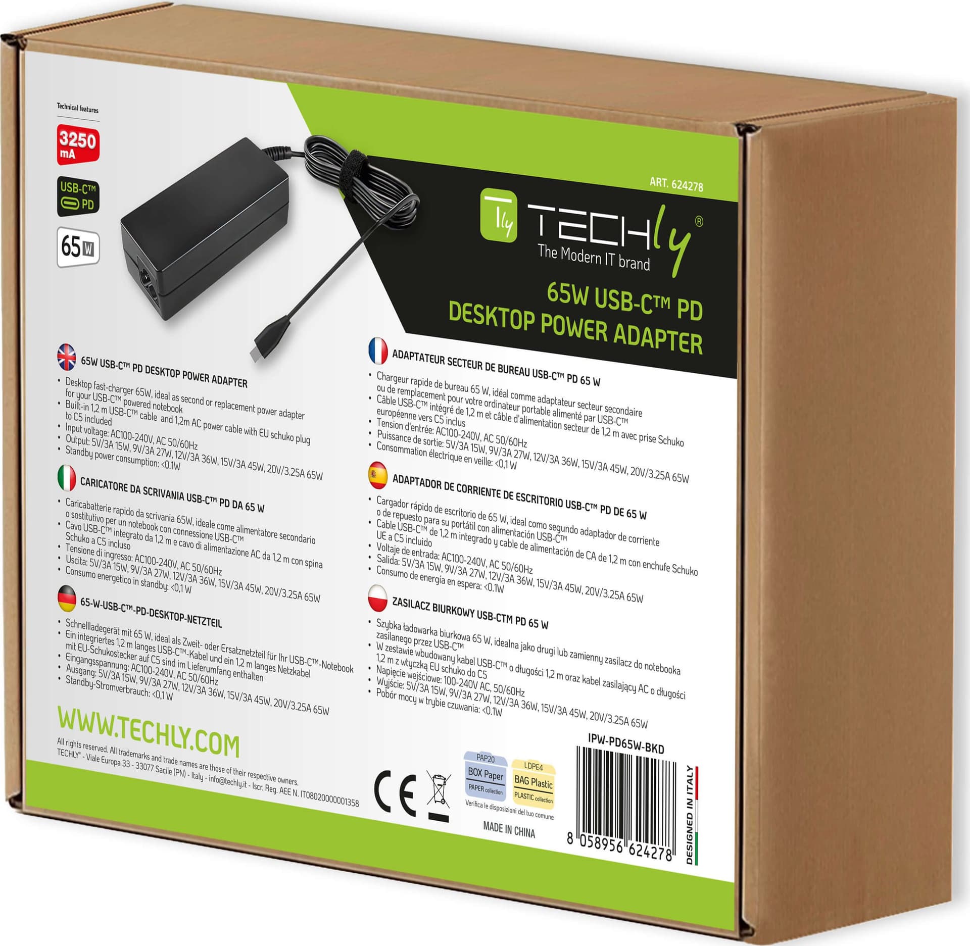 Alimentatore per Smartphone e Notebook USB-C&trade Power Delivery PD 3.0 65W - 5