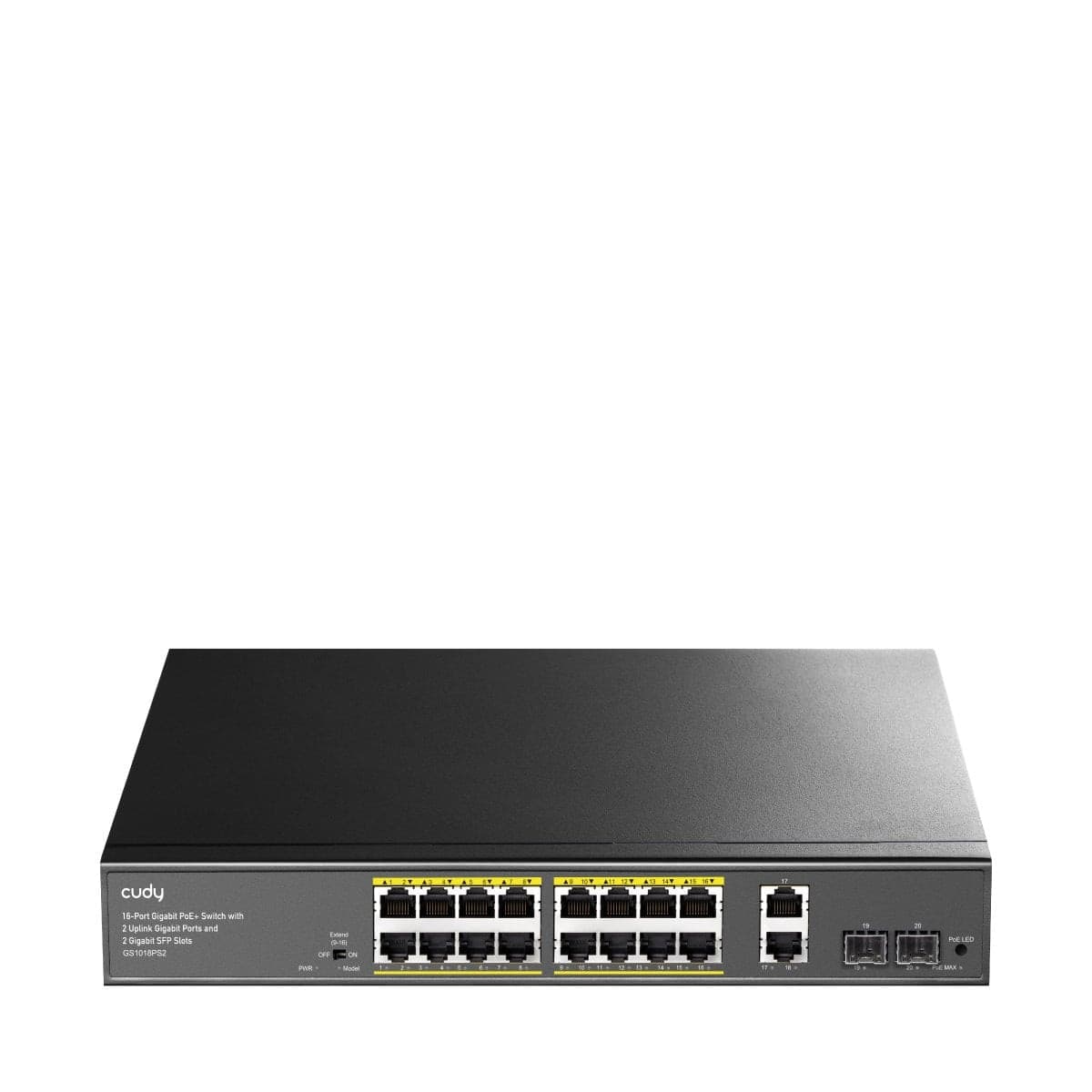 Switch Gigabit PoE+ 16 Porte con 2 Uplink GBE e 2 Gigabit SFP, GS1018PS2 Nero - 3