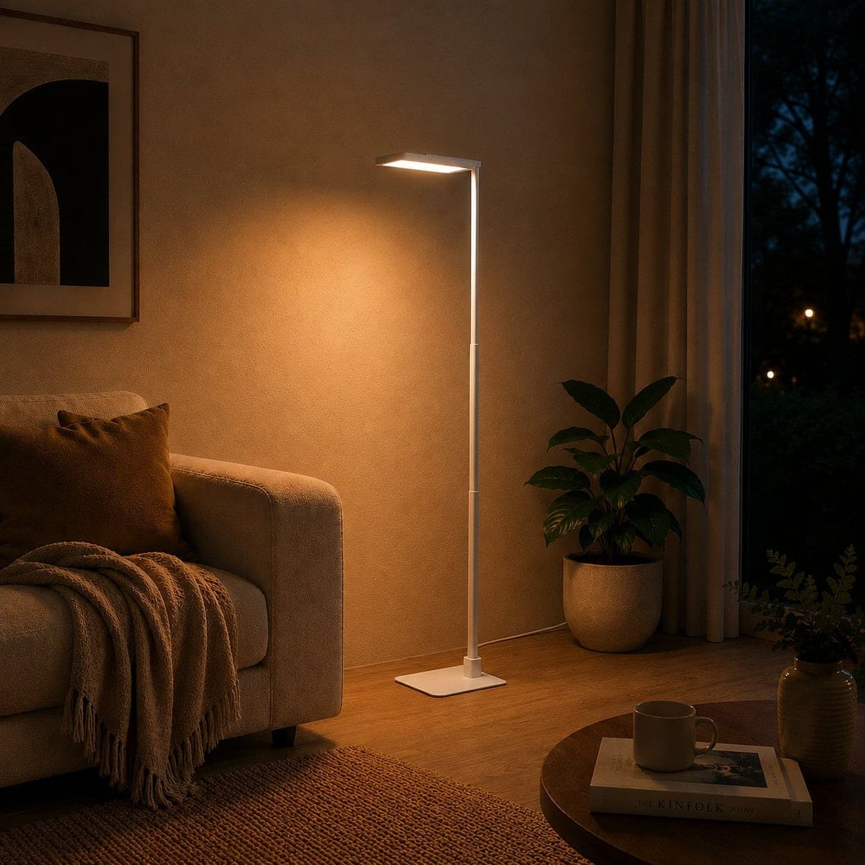 Lampada LED da Pavimento con Altezza Regolabile, Bianca - 12