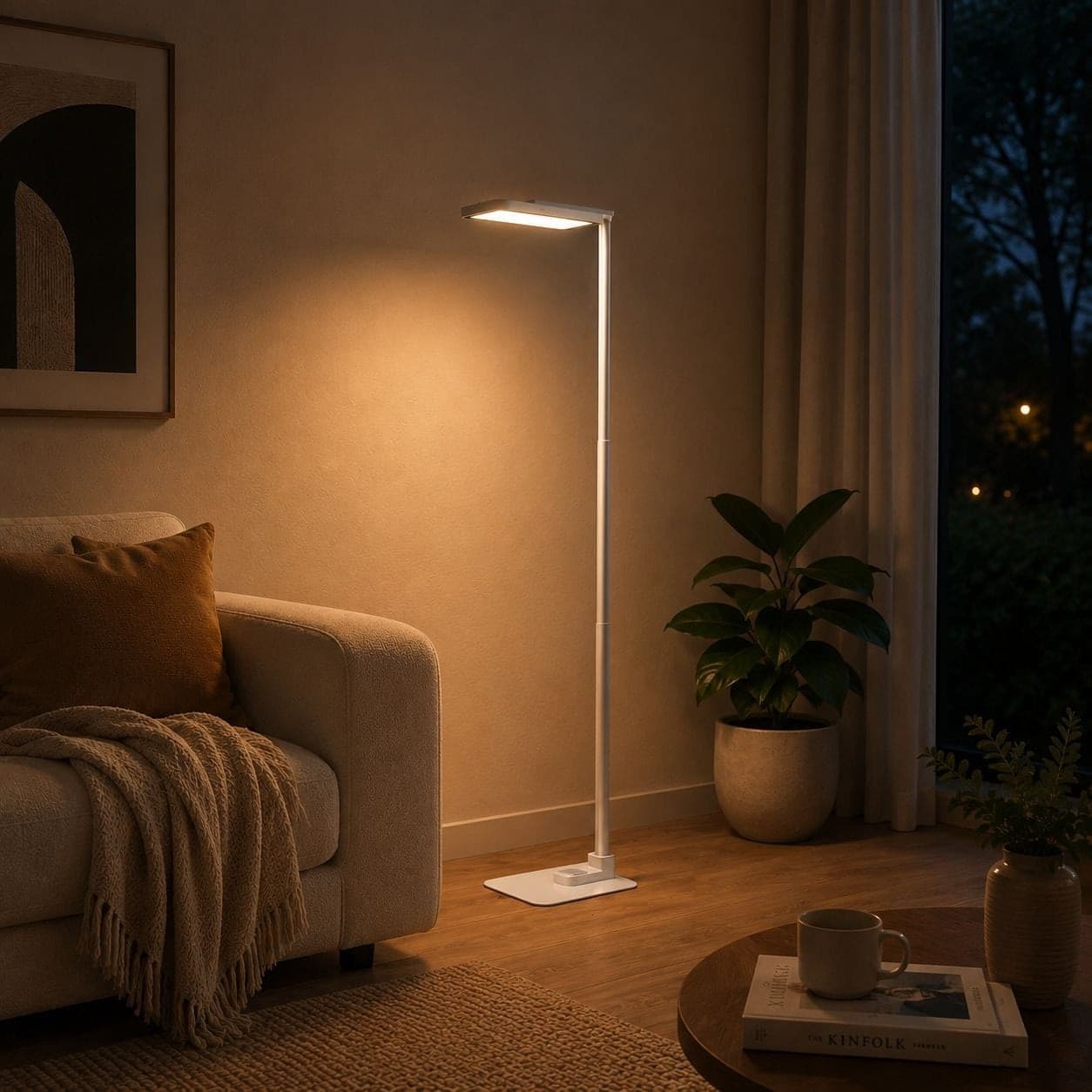 Lampada LED da Pavimento con Altezza Regolabile, Bianca - 4