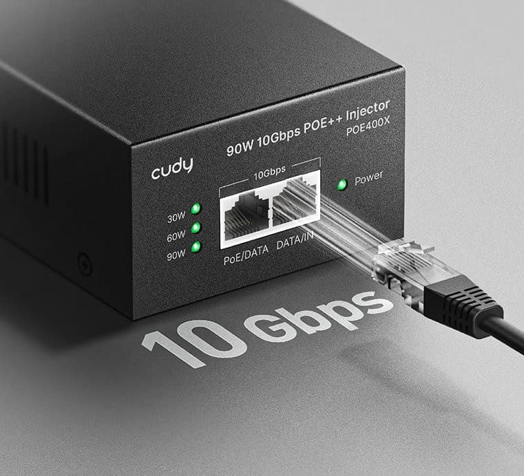 Iniettore Gigabit PoE/PoE+/PoE++ da 90W 10G fino a 90 m, POE400X - 10