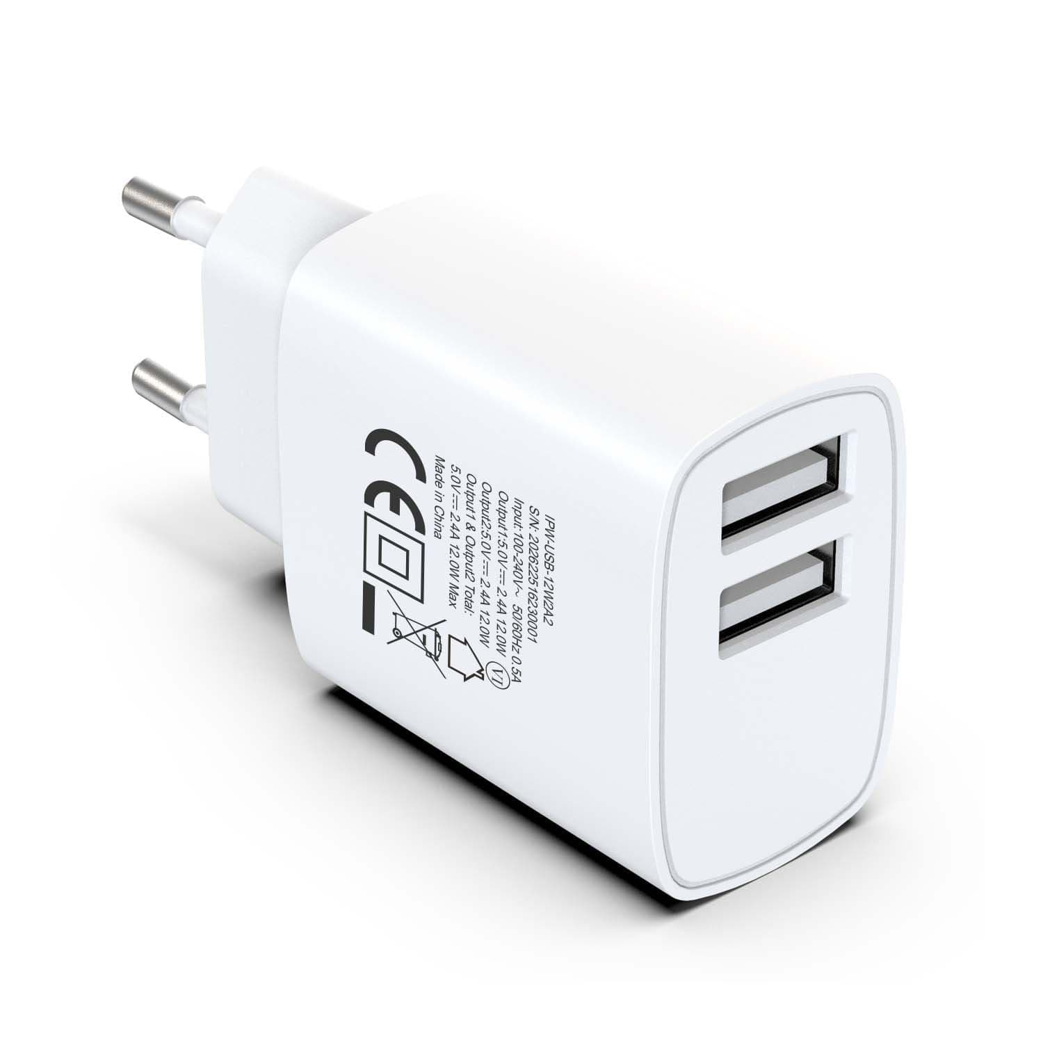 Caricatore Alimentatore 2x USB-A 12W da Muro - 4