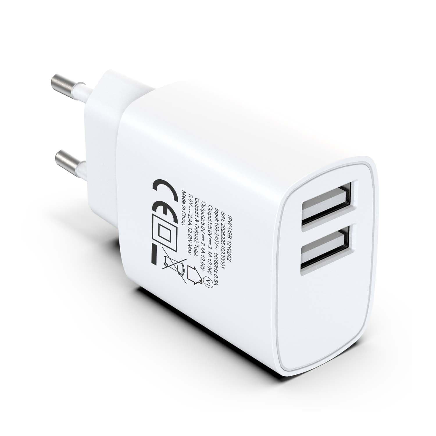 Caricatore Alimentatore 2x USB-A 12W da Muro - 9