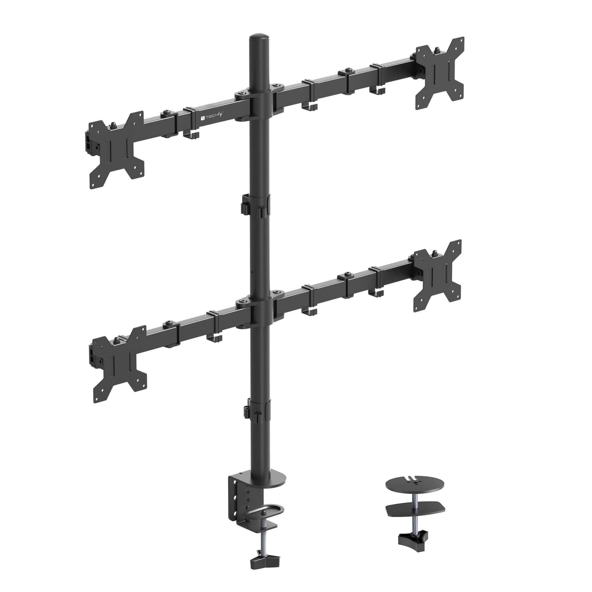 Supporto da Scrivania per 4 Monitor 13-27'' a Morsetto o Vite Passante - 9