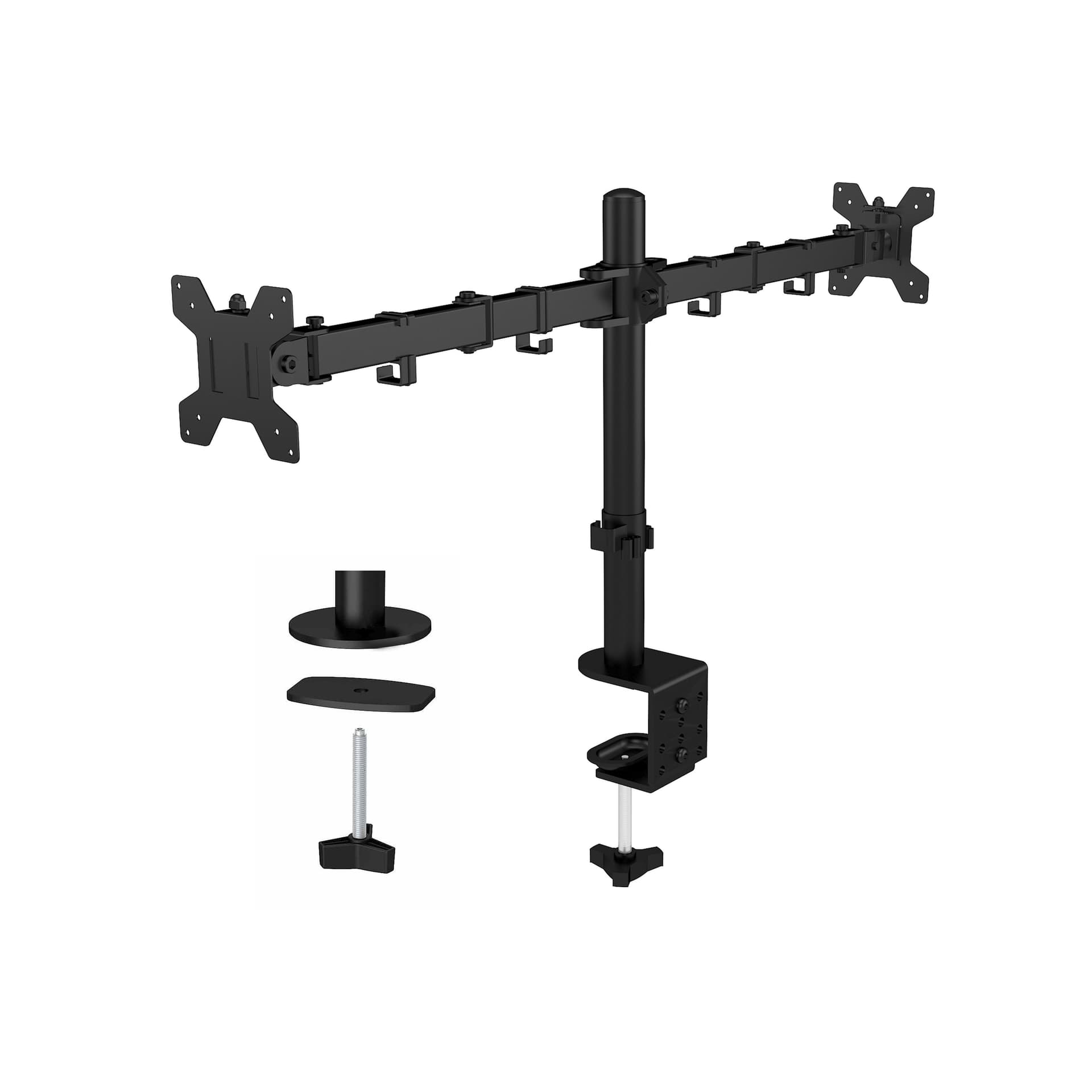 Supporto da Scrivania per 2 Monitor 13-27'' a Morsetto o Vite Passante - 4