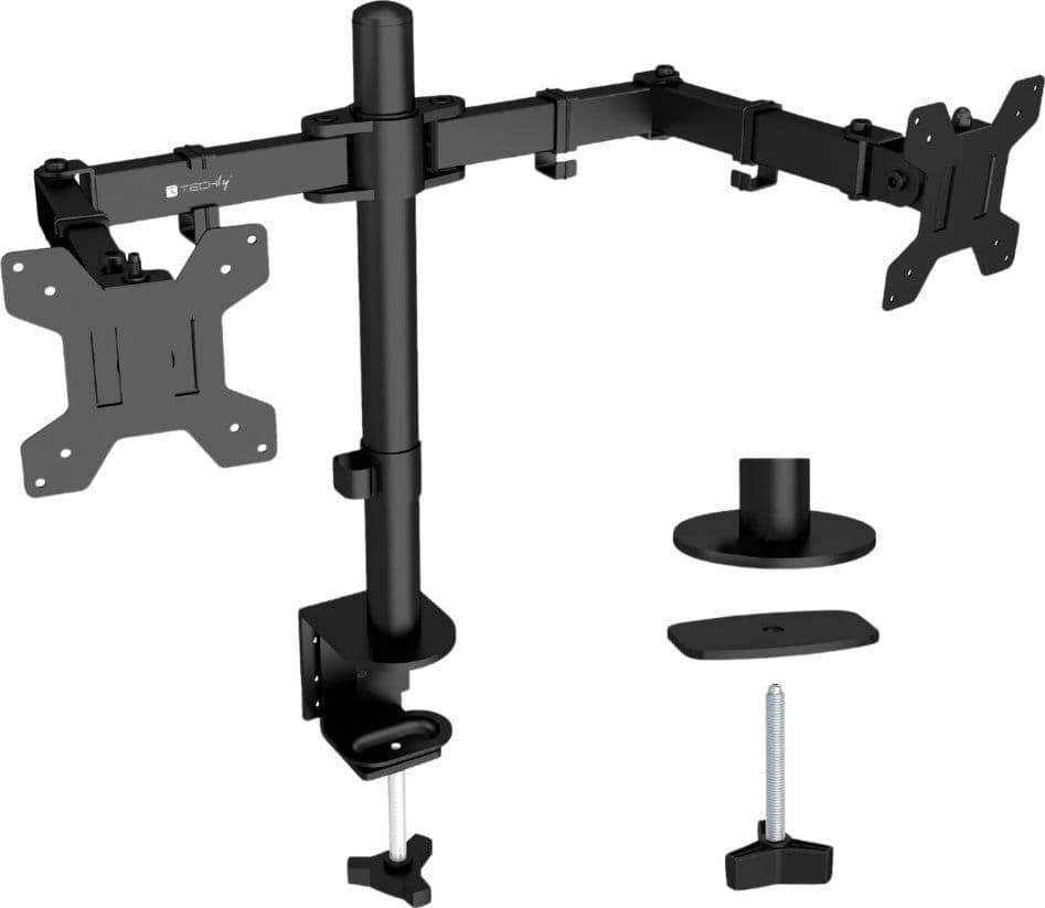 Supporto da Scrivania per 2 Monitor 13-27'' a Morsetto o Vite Passante - 6