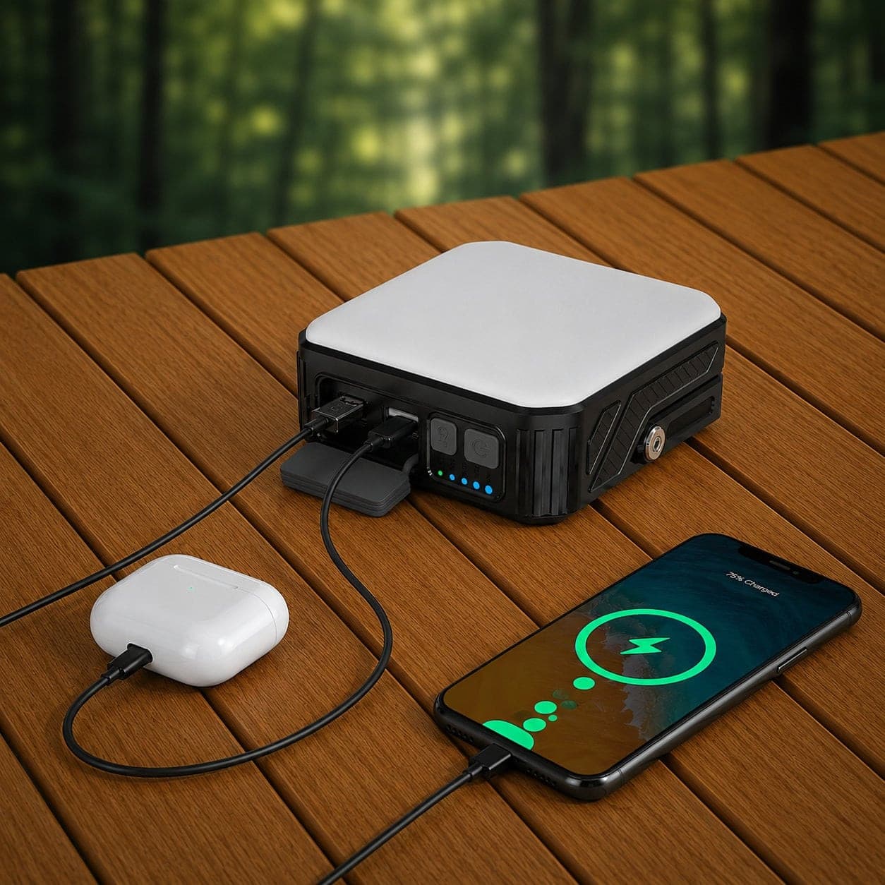 Power Bank Outdoor Energia Solare 10000 mAh con Lampada da Campeggio/Torcia IP65 2xUSB, Nero - 4