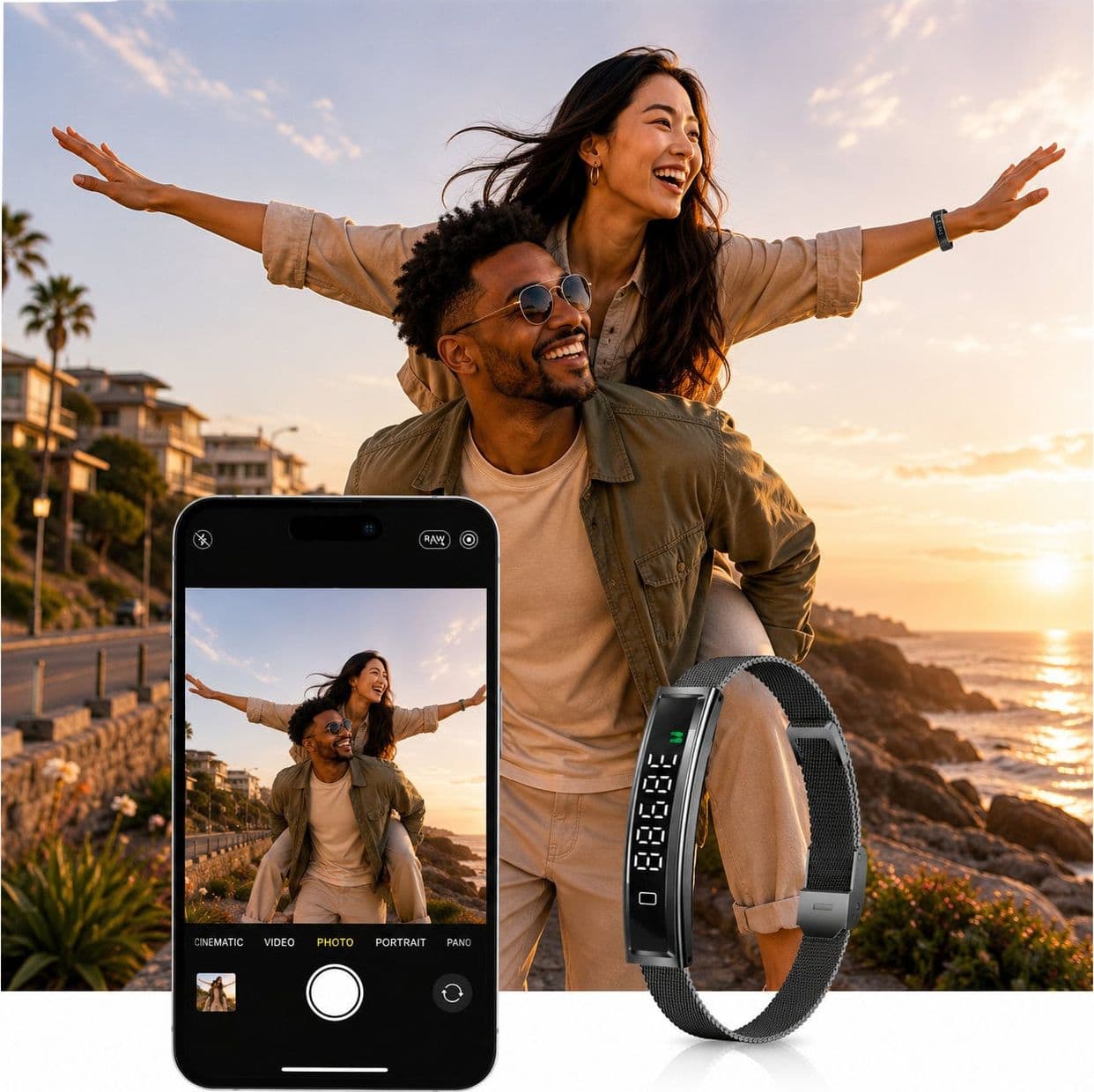 Bracciale Smart Fitness Bluetooth 5.3, Nero - 4