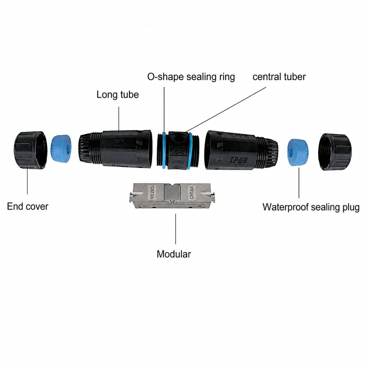 Connettore da Esterno per Cavo Cat.6A e Cat.7 IP68 Toolless - 2