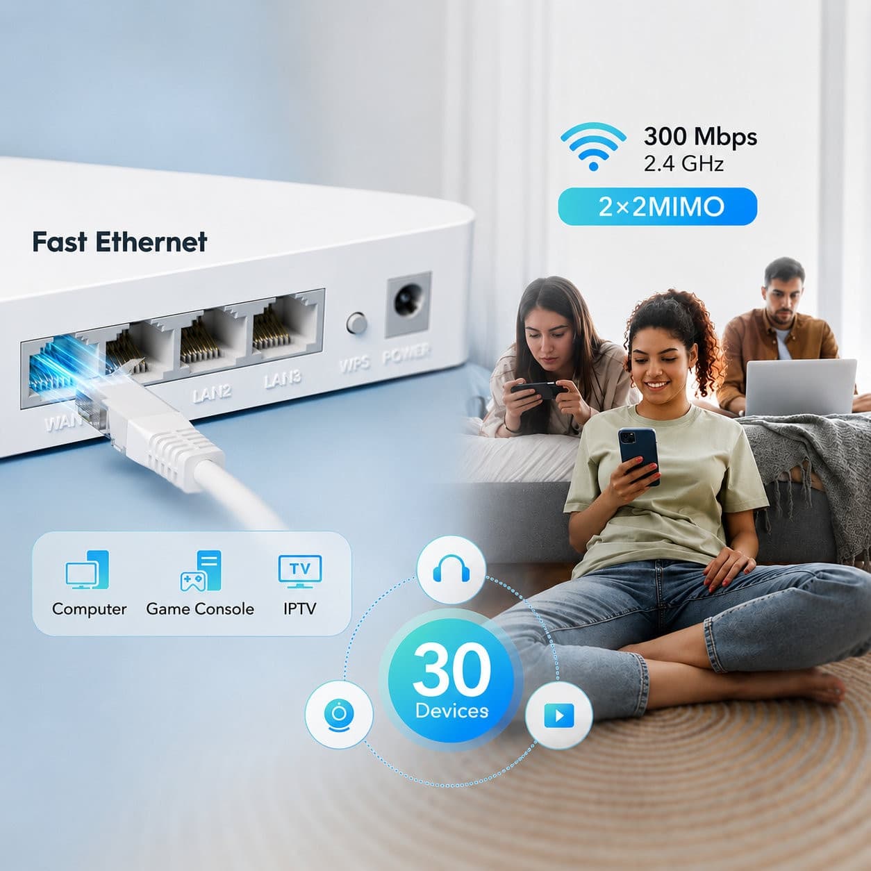 Mesh Router Wifi 300Mbps 2.4 GHz, WR300 - 6