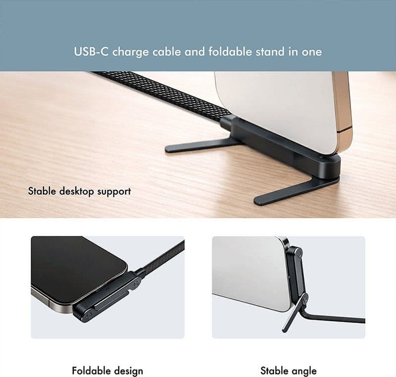 Cavo Dati/Ricarica Rapida USB-C&trade M/M 1,5m 480Mbps 240W con Supporto, Nero - 3
