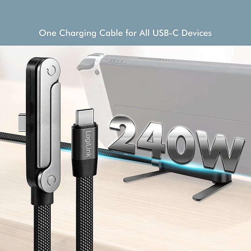 Cavo Dati/Ricarica Rapida USB-C&trade M/M 1,5m 480Mbps 240W con Supporto, Nero - 4