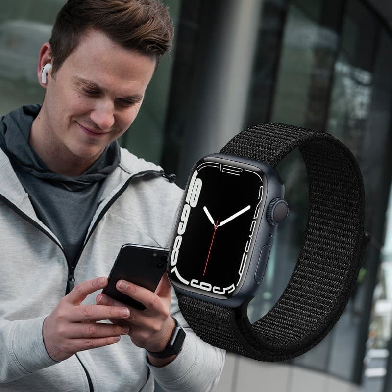 Crong Nylon Reflex - Cinturino Sportivo per Apple Watch 44/45/46/49 mm (Nero) - 7
