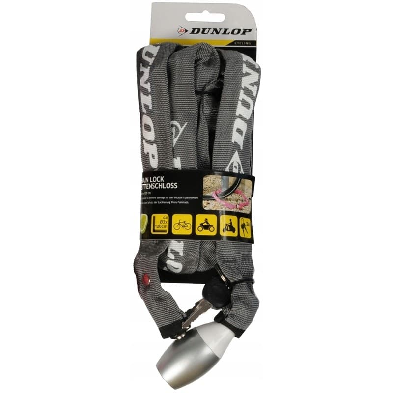 Dunlop - Bike lock with chain lock 120cm (Gray)