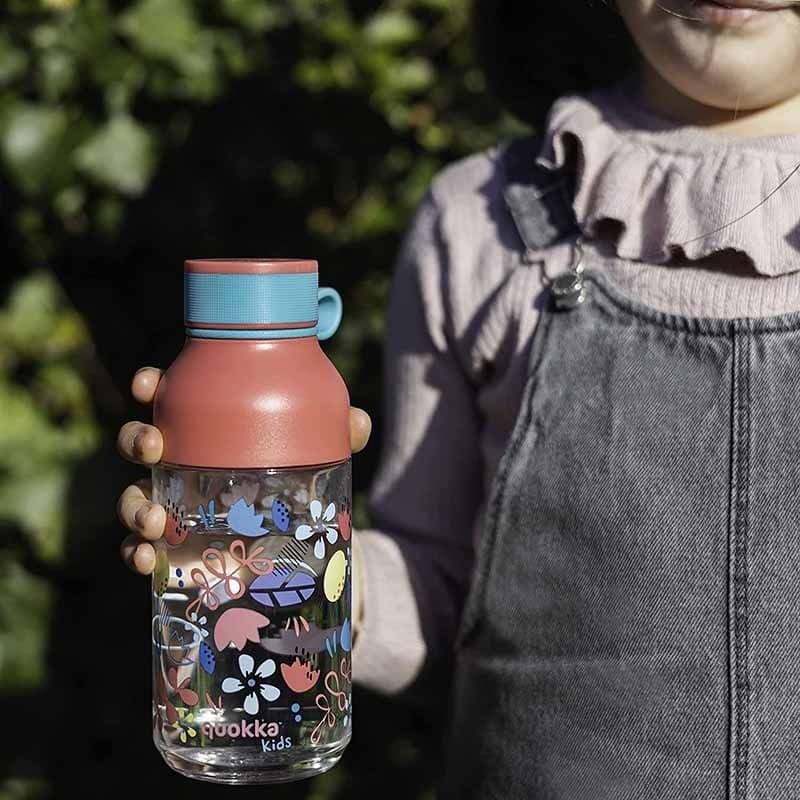 Quokka Ice Kids con cinturino - borraccia ecozen da 430 ml con cinturino (fiori) - 2