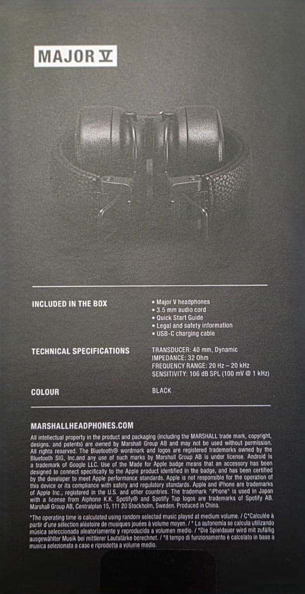 Marshall Major V Cuffie Wireless On Ear Black - 4