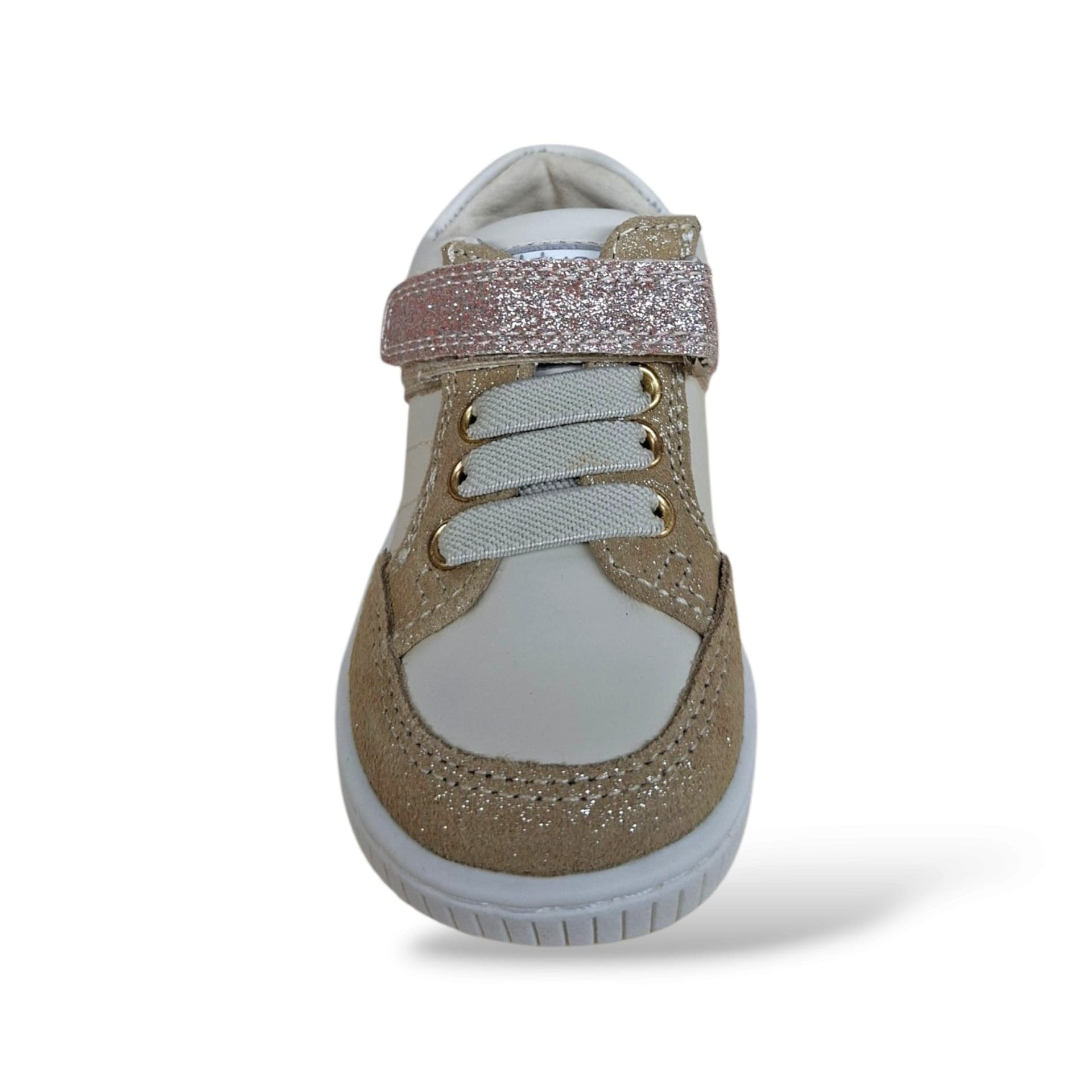 Balducci Cita Scarpe Primi Passi Bambine Bianco Platino Cipria Glitter | Laccio Elastico e Velcro Tallone Rinforzato Fondo Flessibile Arco Plantare | Taglia 19-24 | Scarpetteria Gica - 4