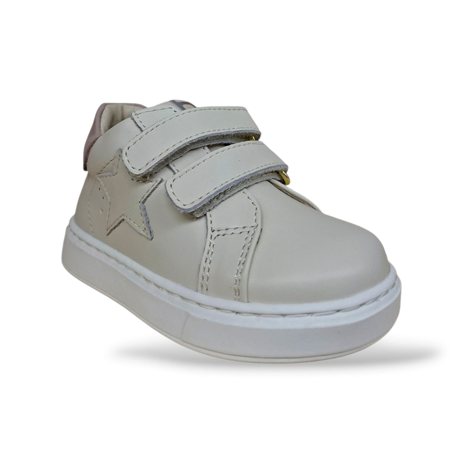 Balducci Cita Scarpe Primi Passi Bambine Bianco Cipria | Velcro Tallone Rinforzato Fondo Flessibile Arco Plantare Pelle | Taglia 20-26 | Scarpetteria Gica - 2