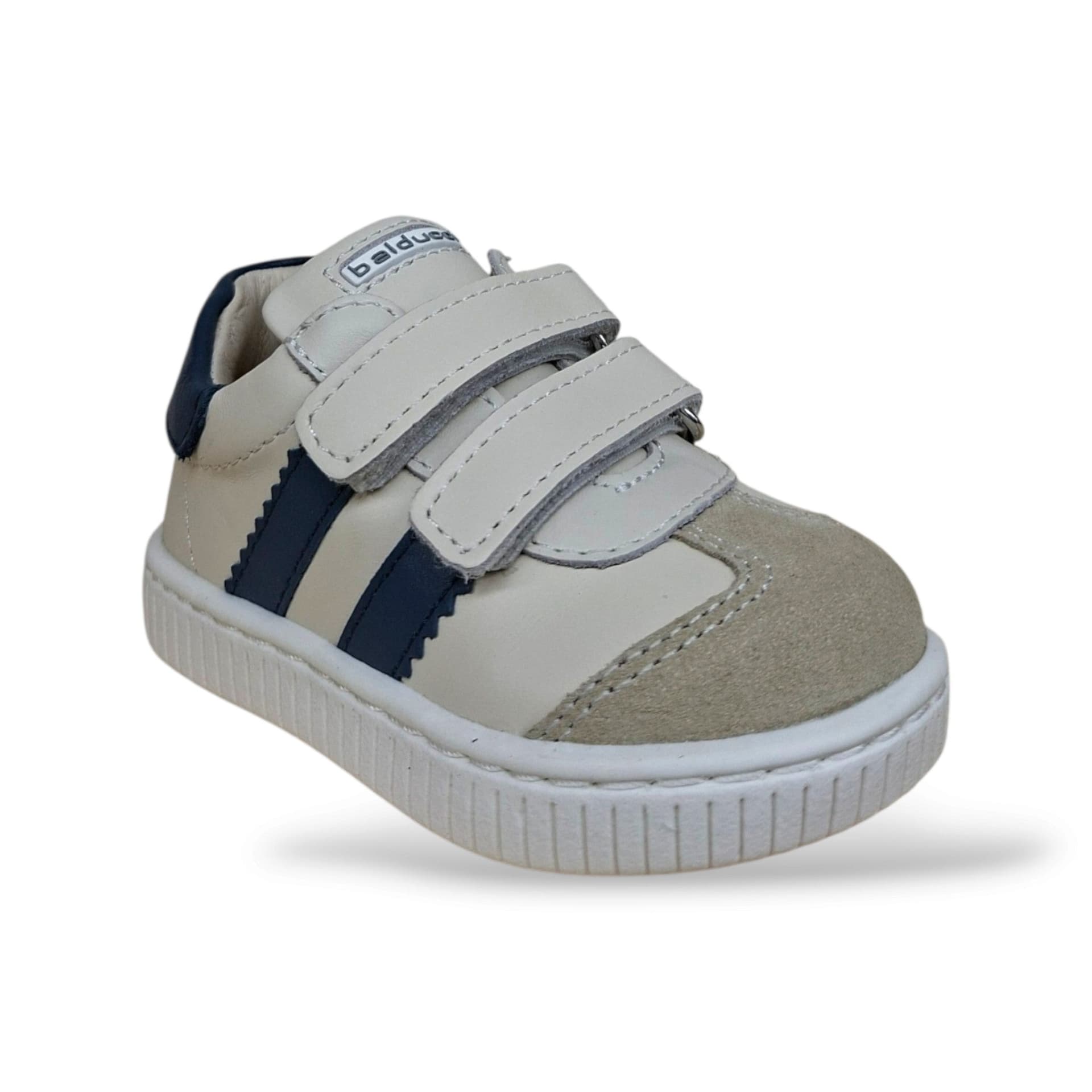 Balducci Cita Scarpe Primi Passi Bambini Beige Bluette | Velcro Tallone Rinforzato Fondo Flessibile Arco Plantare Pelle Suede | Taglia 19-24 | Scarpetteria Gica - 2