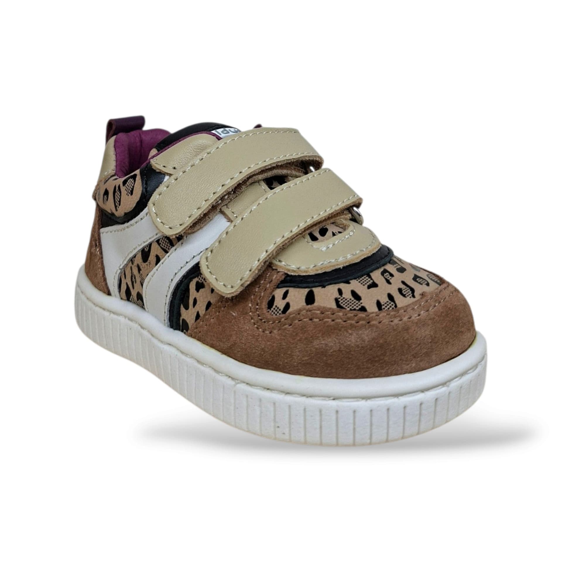 Balducci Cita Scarpe Primi Passi Bambine Marrone Maculato Bianco Viola | Velcro Tallone Rinforzato Fondo Flessibile Arco Plantare Pelle Suede Animal Print | Taglia 19-24 | Scarpetteria Gica - 2