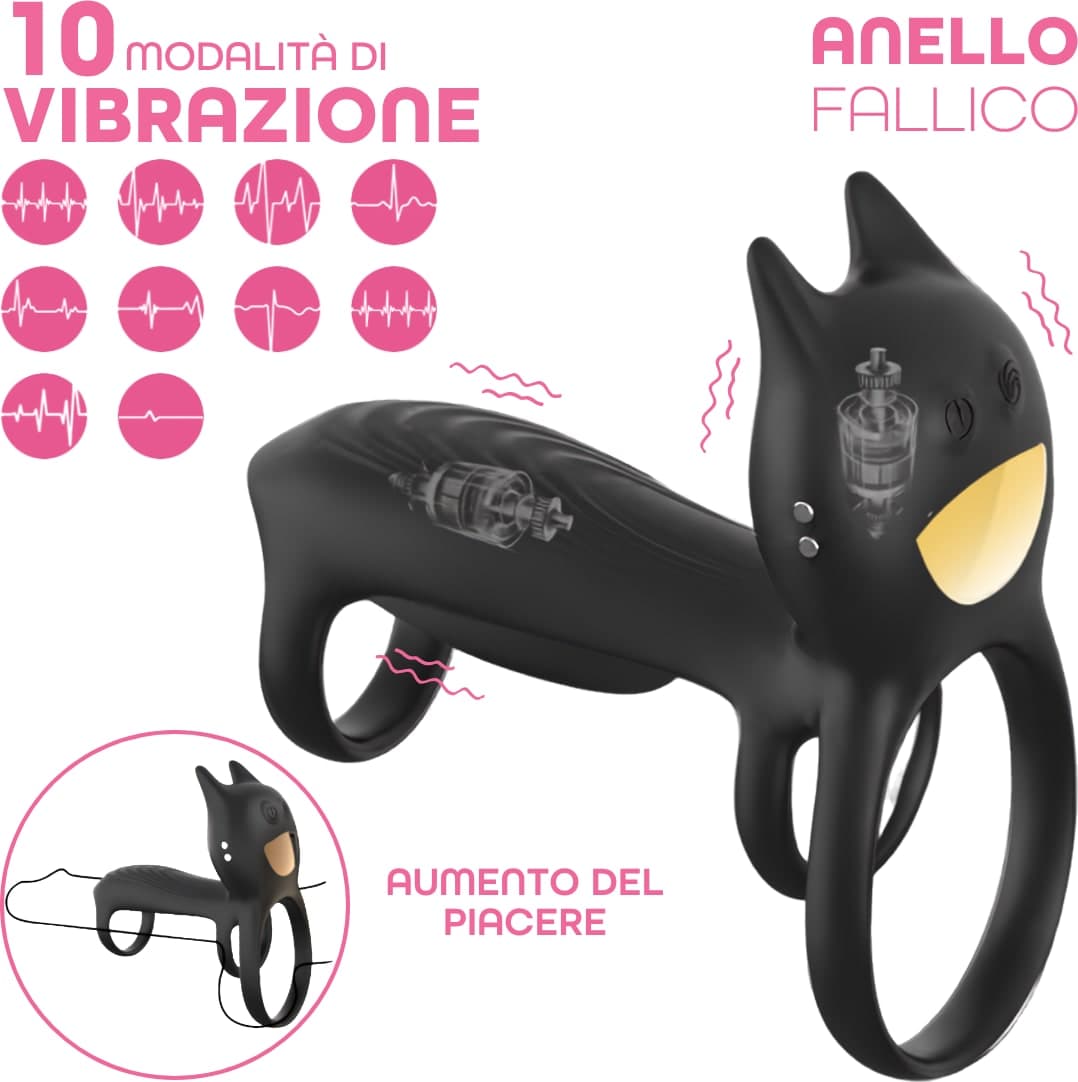 Anello per Pene Fallico Vibrante Regolabile con Telecomando Triplo Anello SexToy - 2