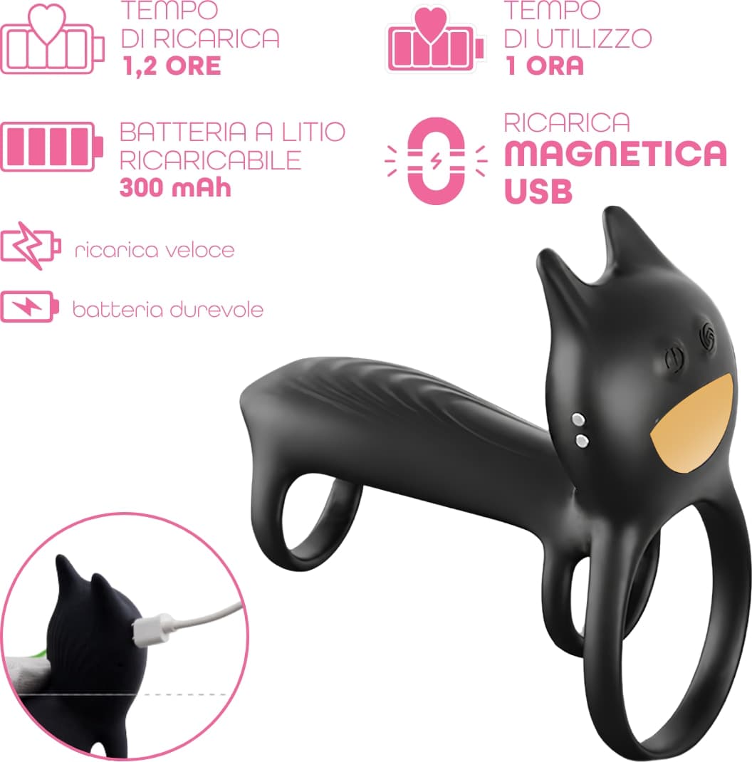 Anello per Pene Fallico Vibrante Regolabile con Telecomando Triplo Anello SexToy - 5