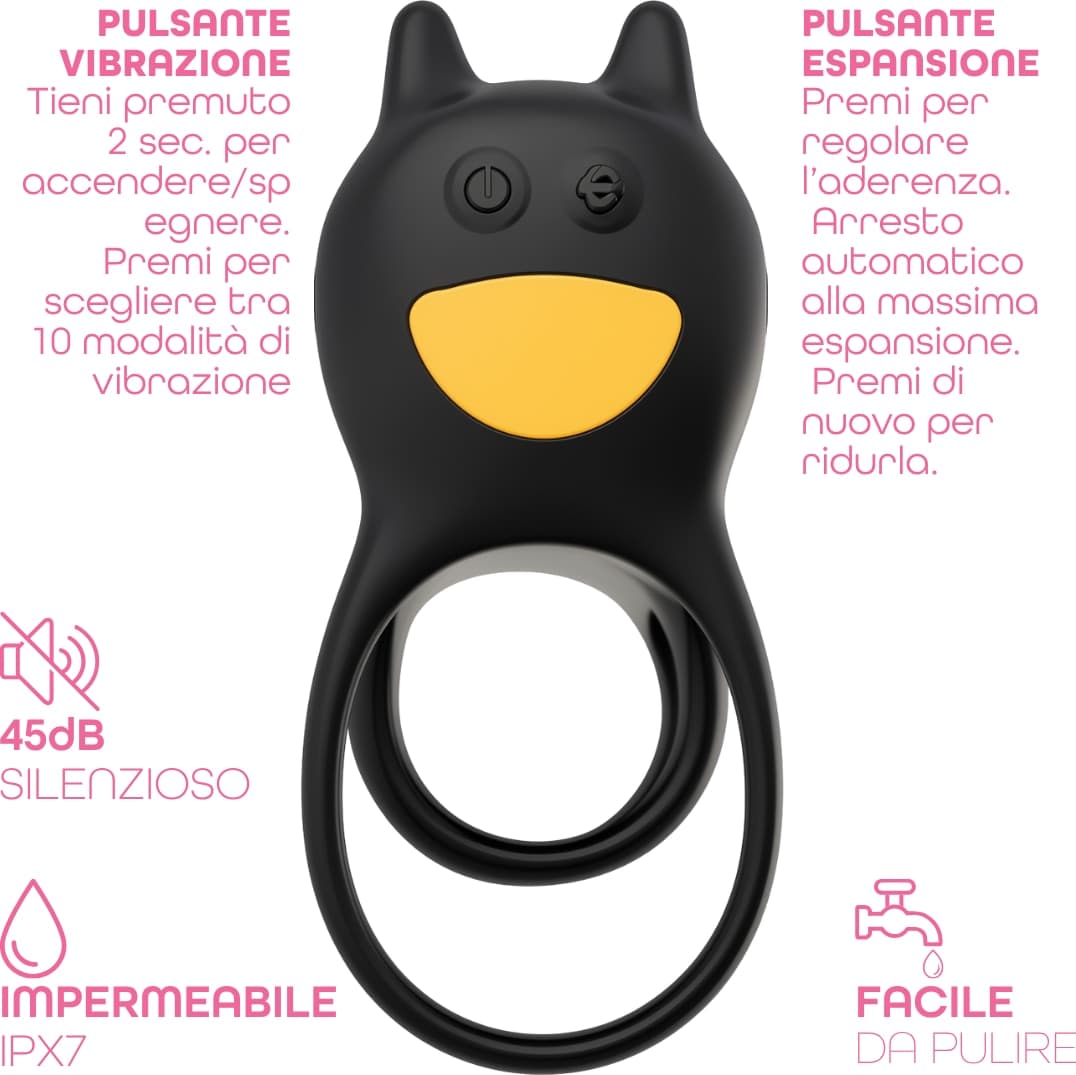 Anello per Pene Fallico Vibrante Regolabile con Telecomando Triplo Anello SexToy - 7