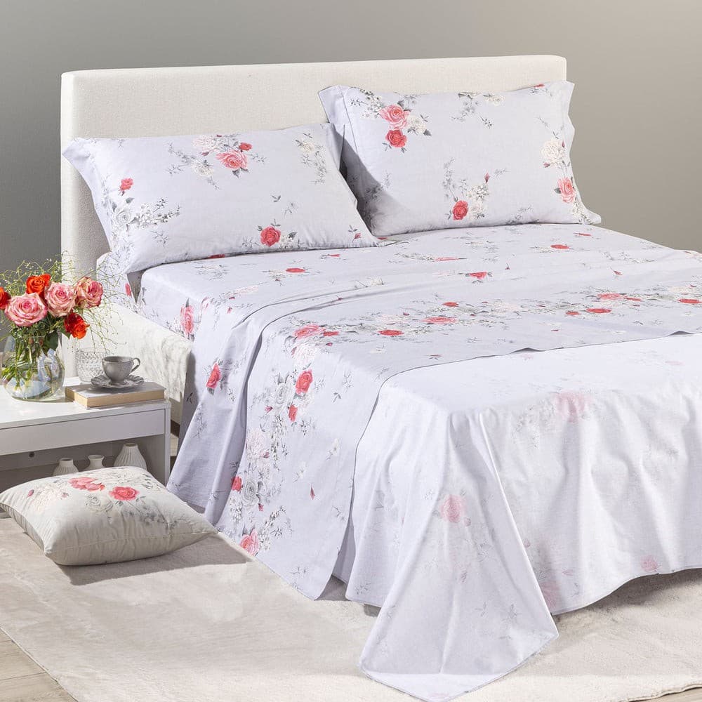 Lenzuola Giardino di Rose ! Caleffi Garden in Puro Cotone - Set completo Letto 2 Piazze 240x280 cm - 2