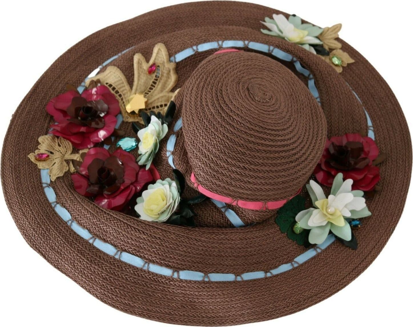 Dolce & Gabbana Brown Knitted Straw Floral Hat - 4