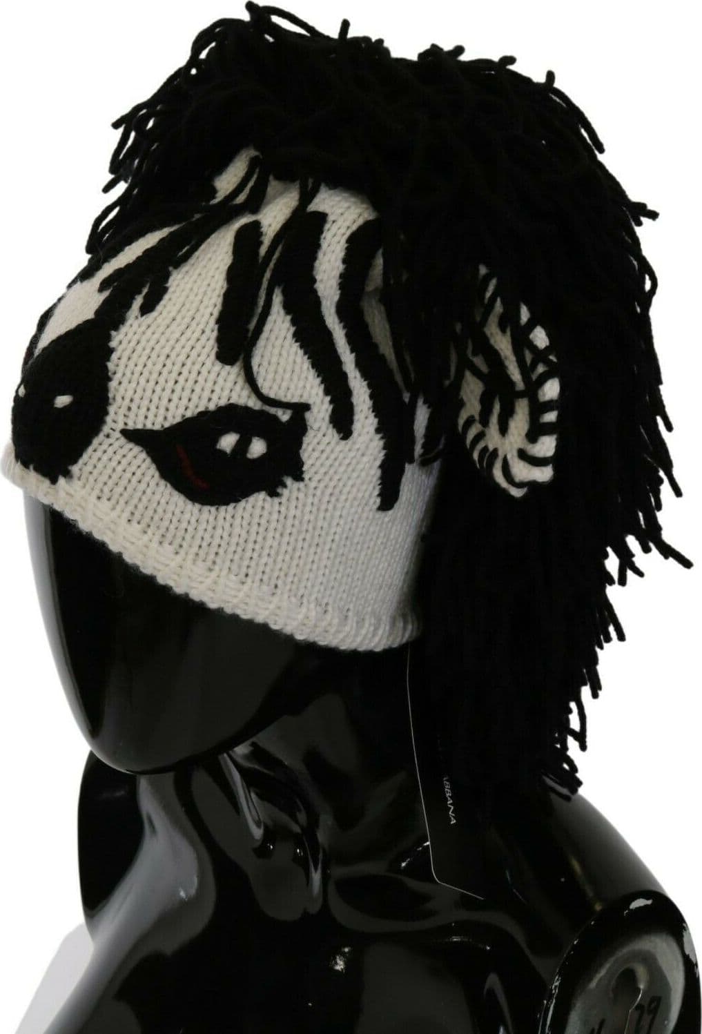 Dolce & Gabbana Black White Knitted Cashmere Animal Design Hat - 2