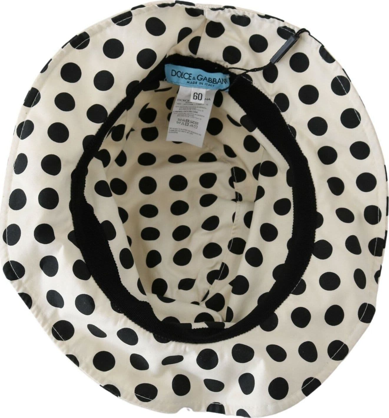 Dolce & Gabbana White 100% Cotton Polka Dot Design Trilby Hat - 5