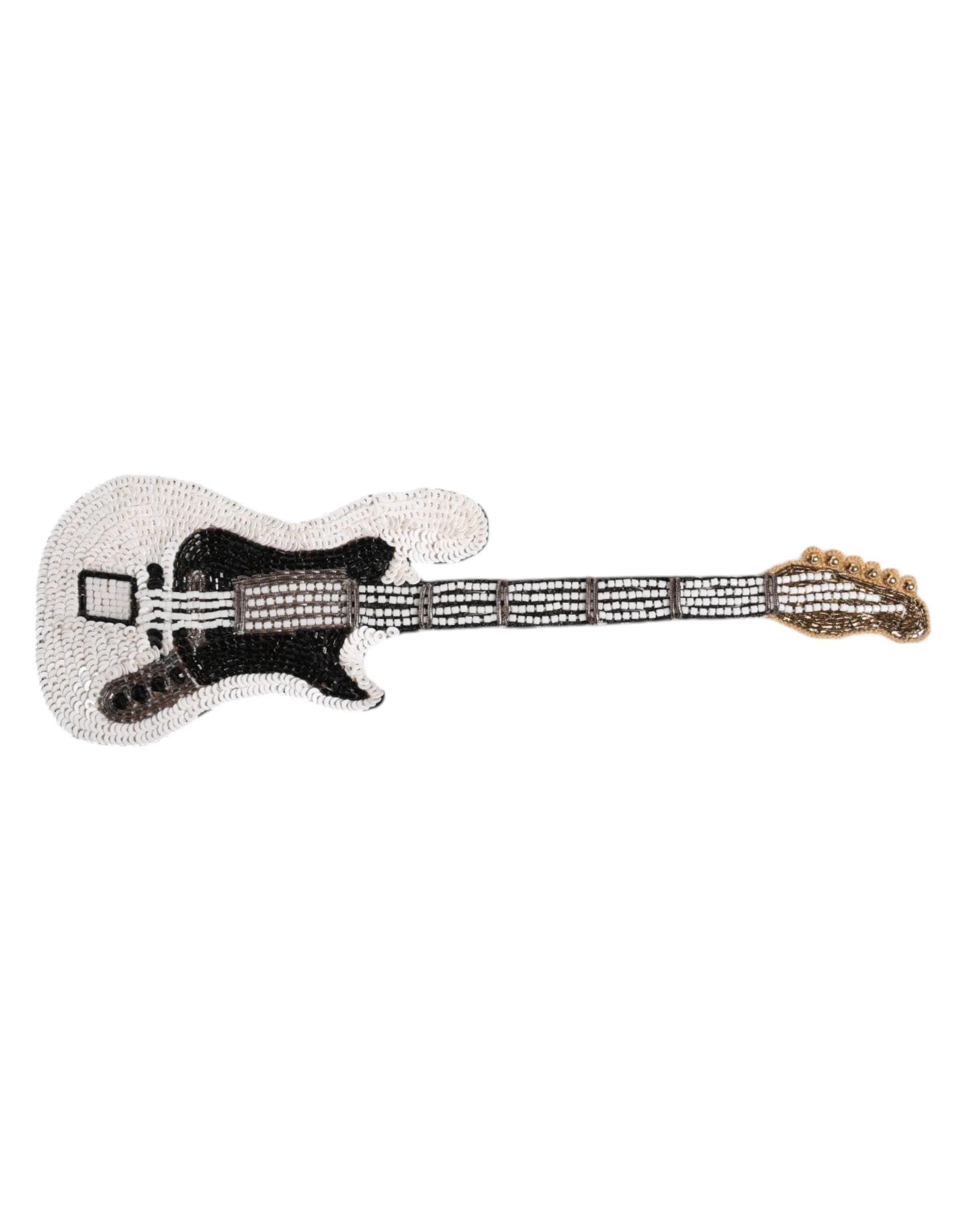 Dolce & Gabbana Gold Brass Logo Beaded Guitar Pin Brooch - 2