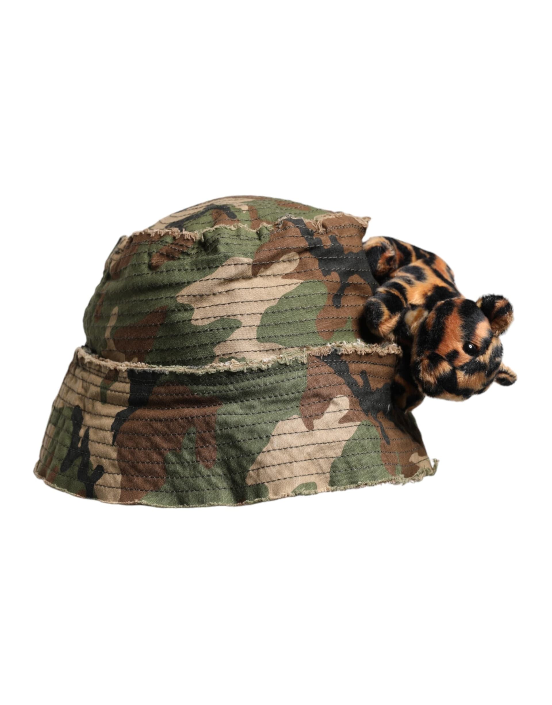 Dolce & Gabbana Multicolor Leopard Embellish Wide Brim Bucket Hat - 2