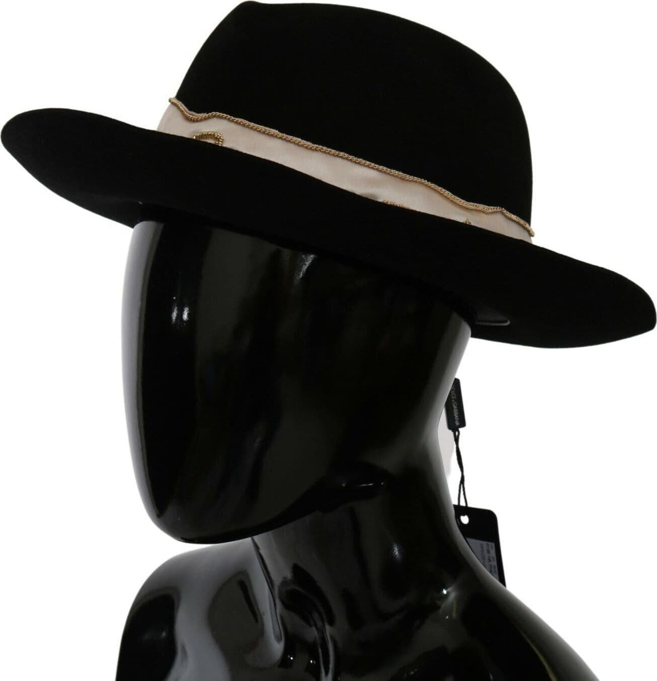 Dolce & Gabbana Black Lapin Amor Gignit Wide Brim Panama Hat - 3