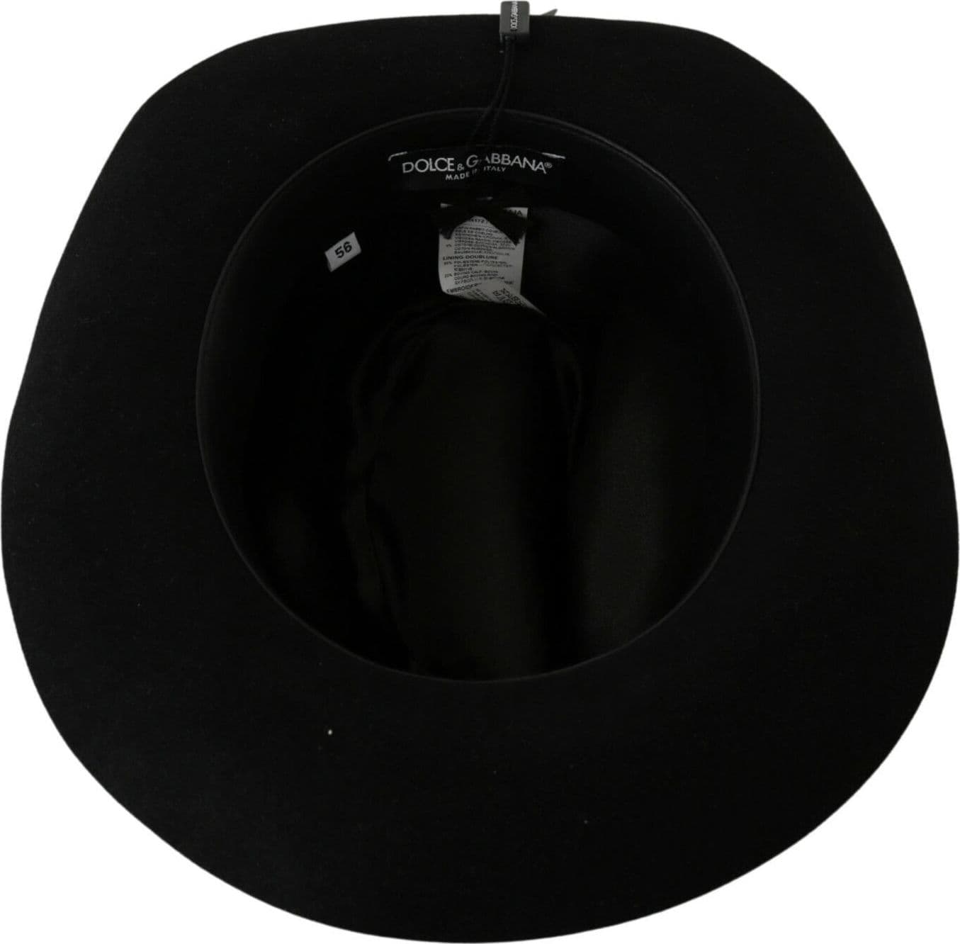 Dolce & Gabbana Black Lapin Amor Gignit Wide Brim Panama Hat - 5
