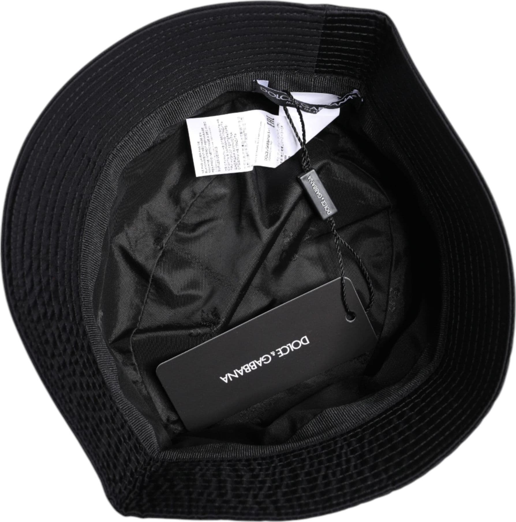 Dolce & Gabbana Black Cotton Wide Brim Bucket Hat - 5