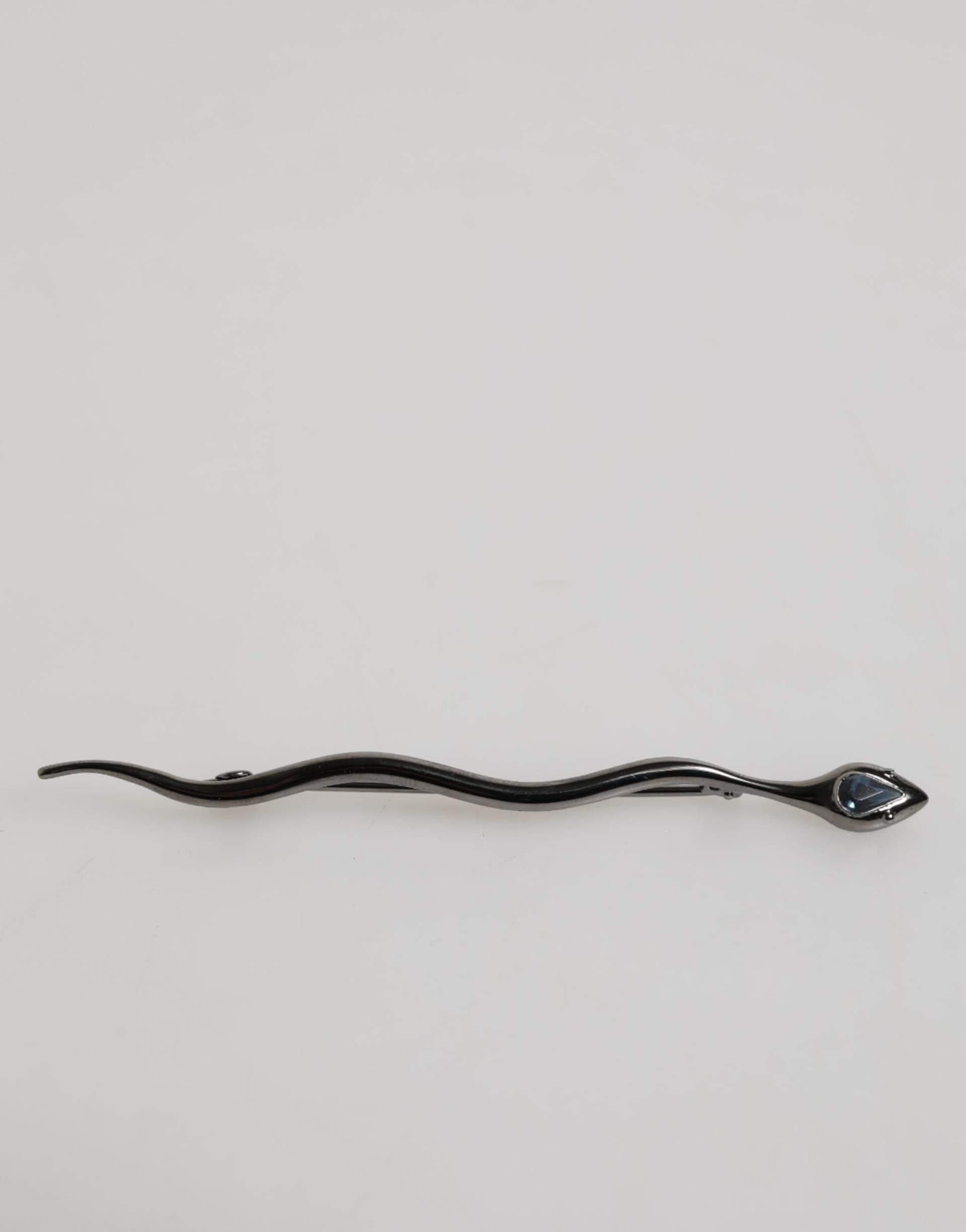 Dolce & Gabbana Black Brass Crystal Spilla Serpente Mens Brooch Pin