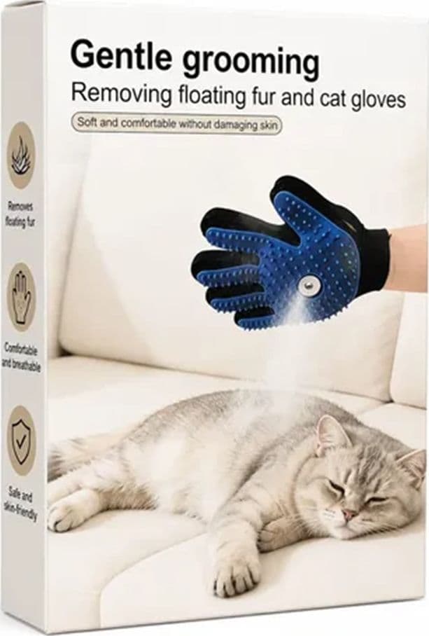 GUANTO TOELETTATURA IN SILICONE PER RIMOZIONE PELI CANI GATTI MASSAGGIO CON FUNZIONE SPRAY - 4