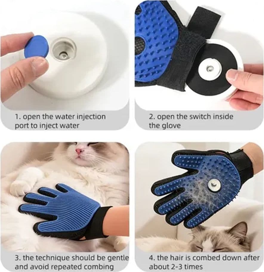 GUANTO TOELETTATURA IN SILICONE PER RIMOZIONE PELI CANI GATTI MASSAGGIO CON FUNZIONE SPRAY - 5