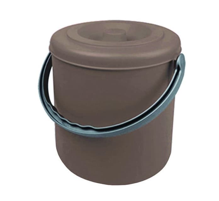 pattumiera tonda eureka tortora  con coperchio in  	- cm.31x37h. Lt.25    pz 3 - 2